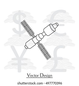 Satellite sign line icon, vector illustration. 