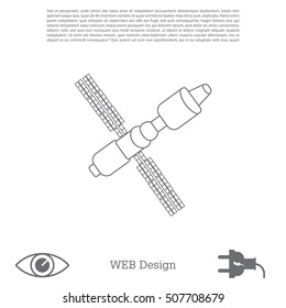 Satellite sign line icon, vector illustration. 
