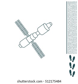 Satellite sign line icon, vector illustration. 