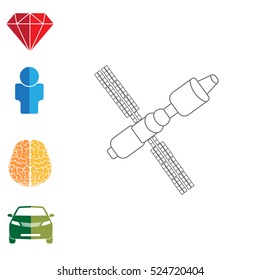 Satellite sign line icon, vector illustration. 