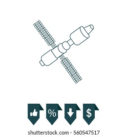 Satellite sign line icon, vector illustration. 