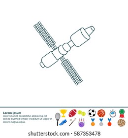 Satellite sign line icon, vector illustration. 
