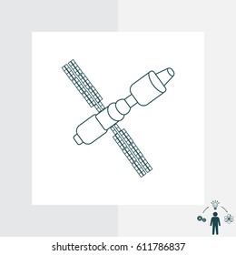 Satellite sign line icon, vector illustration. 