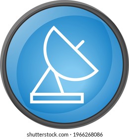 satellite signal icon, blue button, vector