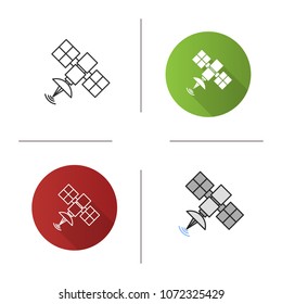 Satellite signal icon. Flat design, linear and color styles. Isolated vector illustrations