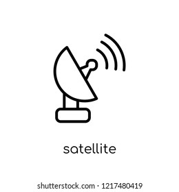 Satellite Signal icon. Trendy modern flat linear vector Satellite Signal icon on white background from thin line Maps and Locations collection, editable outline stroke vector illustration