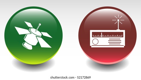 Satellite and Signal Receiver Sign Icons