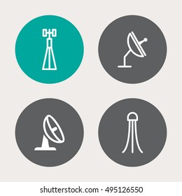 Satellite Signal Technology Line Icons
