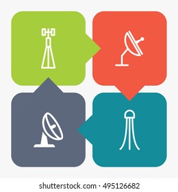 Satellite Signal Technology Line Icons