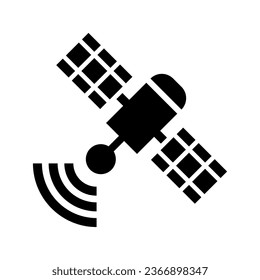 Satélite con onda de señal - icono vector.