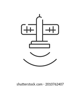 Satellite simple line art icon for web or apps. Isolated vector illustration. Symbol of global internet on white background.