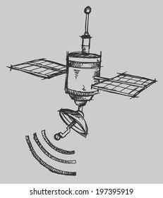 Satellite Sketch Vector Illustration Art