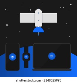 Satellite with smart devices on the ground