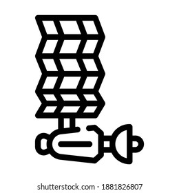 satellite with solar panel line icon vector. satellite with solar panel sign. isolated contour symbol black illustration
