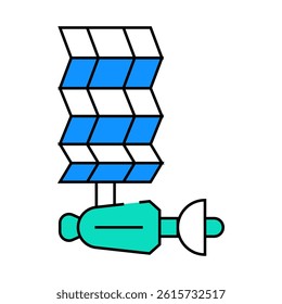 satellite with solar panel line icon vector. satellite with solar panel sign. isolated symbol illustration