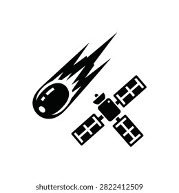 Satellite with solar panels and antenna
