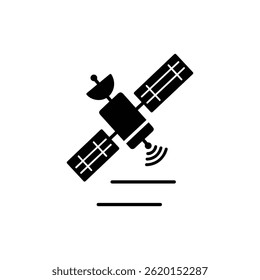 Satellite with Solar Panels Extended and Orbit Line Under