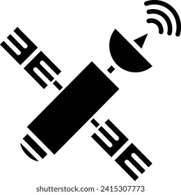 Satellite solid and glyph vector illustration