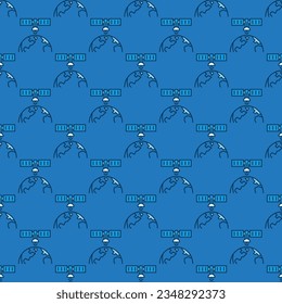 Satellite in Space with Earth vector concept blue seamless pattern