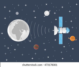 satellite in space flat illustration