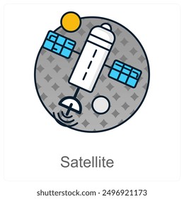 Satelliten- und Raumsymbolkonzept