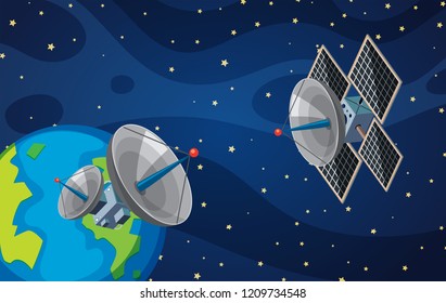 Satellite in the space illustration