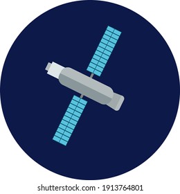 Satellite in space, illustration, vector on a white background.