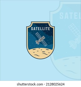 diseño gráfico de icono del icono de la plantilla de ilustración vectorial del logotipo de la luna en el espacio. signo de galaxia y planeta del universo o símbolo del concepto de ciencia y tecnología