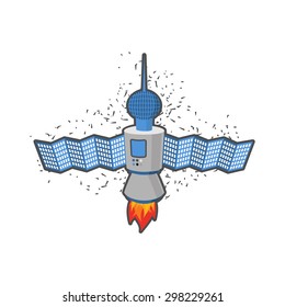 Satellite in space on a white background. Vector illustration. 