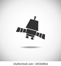 Satellite Space Station flying over Earth. Isolation icon