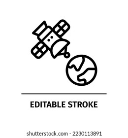 Satellitenraumstation-Symbol. bearbeiteter Strich