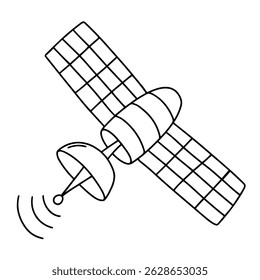 Satellite in space vector doodle illustration