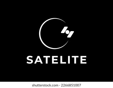 The satellite in the space vector flat design illustration. Good concept for business connected. Logo design.