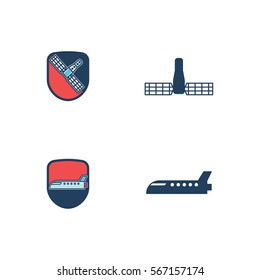 Satellite And Spaceship Icon Logo Vector Set Element