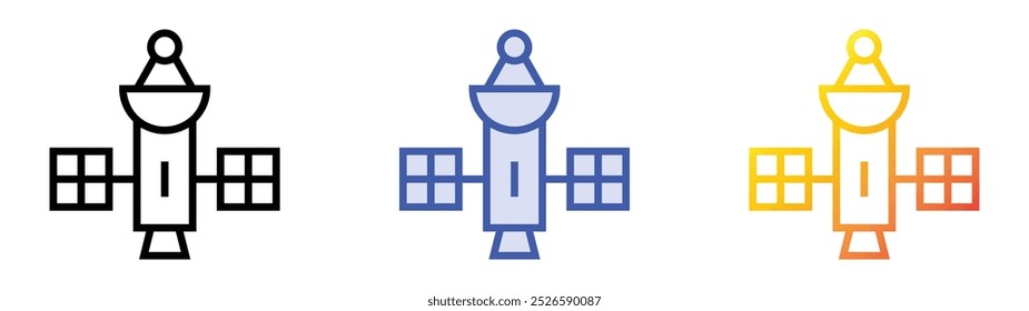 satellite station icon. Linear, Blue Fill and Gradient Style Design Isolated On White Background