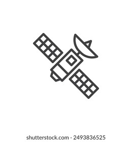 Satellite station line icon. linear style sign for mobile concept and web design. Satellite outline vector icon. Symbol, logo illustration. Vector graphics