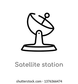 satellite station vector line icon. Simple element illustration. satellite station outline icon from technology concept. Can be used for web and mobile