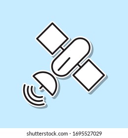 Icono de pegatina satelital. Línea delgada simple, contorno vectorial de iconos de espacio para ui y ux, sitio web o aplicación móvil