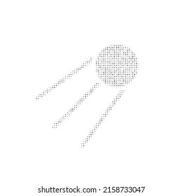 Das Satellitensymbol mit schwarzen Punkten. Pointillismus-Stil. Vektorgrafik auf weißem Hintergrund