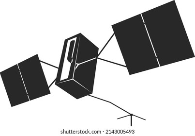 Satellite system. A space orbiting satellite in space. Vector illustration isolated on a white background.