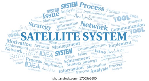 Satellite System typography vector word cloud.