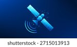 Satellite Technology Background, Space Satellite Communication Signal Transmission, Data Sending and Receiving from Outer Space, Global Network Connection,Telecommunication System, Space Technology 