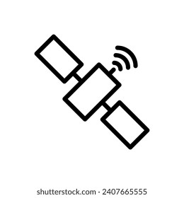 Icono de línea de comunicación y tecnología satelital, icono de contorno, vector, icono perfecto de píxel