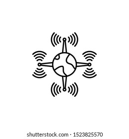 Satellite technology earth icon. Element of satellite thin line icon
