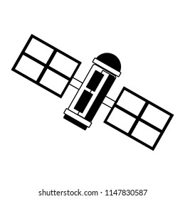 Satellite technology isolated in black and white
