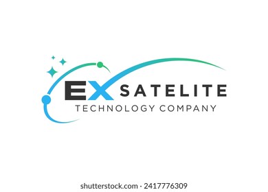 Satellite telecommunications technology logo design, future space company.