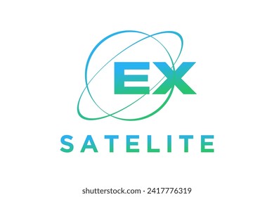 Satellite telecommunications technology logo design, future space company.