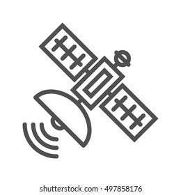 Satellite Thin Line Vector Icon Isolated on the White Background.