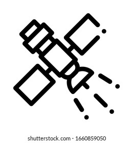 Satellite Topography Tool Icon Thin Line Vector. Satellite Cosmic Equipment For Cellphone Connection Concept Linear Pictogram. Monochrome Outline Sign Isolated Contour Symbol Illustration