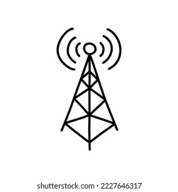 Satellite tower doodle icon. GPS. Hand drawn black sketch. Vector Illustration.